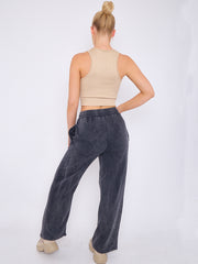 Acid Wash Wide Leg Fleece Joggers
