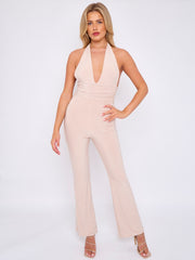 Open Back Halter Jumpsuit
