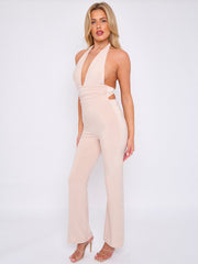 Open Back Halter Jumpsuit