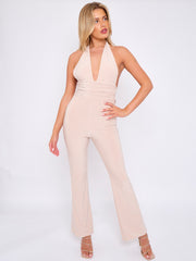 Open Back Halter Jumpsuit