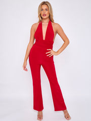Open Back Halter Jumpsuit