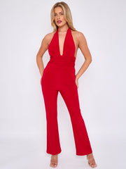Open Back Halter Jumpsuit