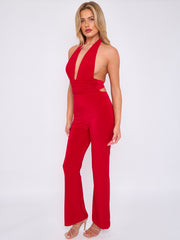 Open Back Halter Jumpsuit