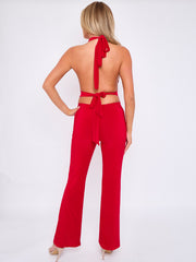 Open Back Halter Jumpsuit