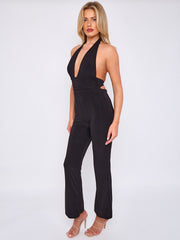 Open Back Halter Jumpsuit