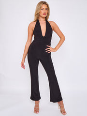 Open Back Halter Jumpsuit