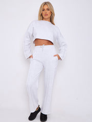Seam Detail Oversized Crop Top & Joggers Fleece Co-ord