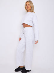 Seam Detail Oversized Crop Top & Joggers Fleece Co-ord