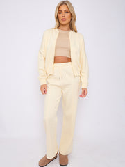 Oversized Bomber Style Fleece Zipper Co-ord