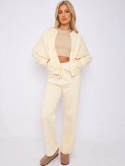 Oversized Bomber Style Fleece Zipper Co-ord