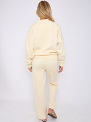 Oversized Bomber Style Fleece Zipper Co-ord