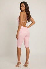 Halter Neck Lace Capri Jumpsuit