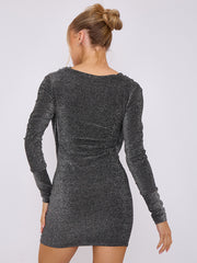 Lurex Draped Cowl Neck Slinky Dress