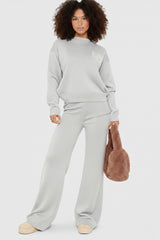 Long Sleeve Knitted Top & Wide Leg Trousers Co-ord