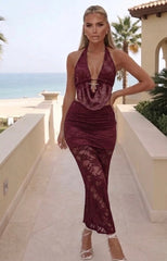 Lace Cowl Neck Top & Maxi Set