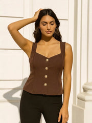 Button Down Peplum Top