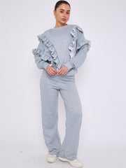 Long Sleeve Frill Top & Wide Leg Trouser Co-ord