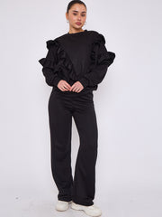 Long Sleeve Frill Top & Wide Leg Trouser Co-ord