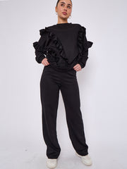 Long Sleeve Frill Top & Wide Leg Trouser Co-ord