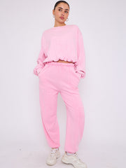 Acid Wash Sweatshirt & Jogger Bubble Hem Tracksuit