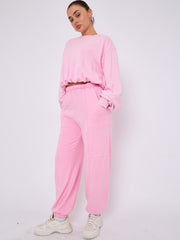 Acid Wash Sweatshirt & Jogger Bubble Hem Tracksuit