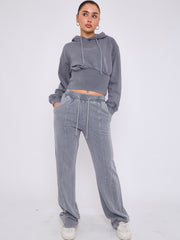 Acid Wash High Waist Hoodie & Jogger Tracksuit