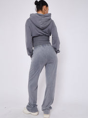 Acid Wash High Waist Hoodie & Jogger Tracksuit