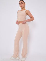 Slinky Crop Top & Flare Trouser Co-ord