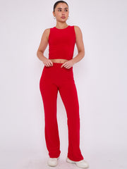 Slinky Crop Top & Flare Trouser Co-ord