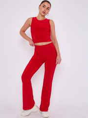 Slinky Crop Top & Flare Trouser Co-ord