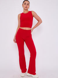 Slinky Vest Top & Flare Trouser coördin (kopie) - Rood