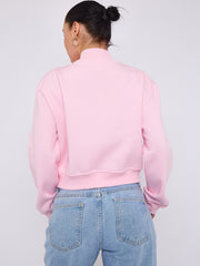 Fleeced Cropped Bomber Jacket