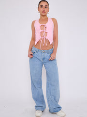 Tie Knot Waistcoat Style Crop Top