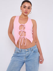 Tie Knot Waistcoat Style Crop Top