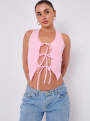 Tie Knot Waistcoat Style Crop Top