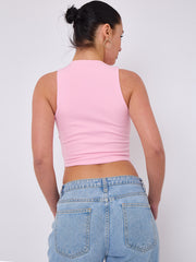 Tie Knot Waistcoat Style Crop Top