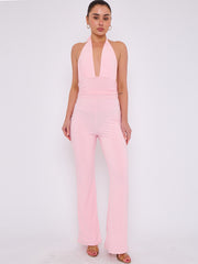 Open Back Halter Jumpsuit