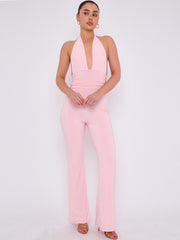 Open Back Halter Jumpsuit