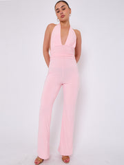 Open Back Halter Jumpsuit