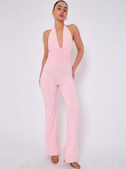 Open Back Halter Jumpsuit