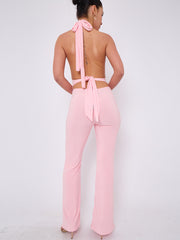 Open Back Halter Jumpsuit