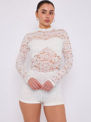 Lace Detail High Neck -Knoten -Detailkleid (Kopie)