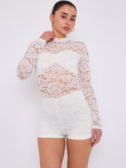 Lace Detail High Neck -Knoten -Detailkleid (Kopie)