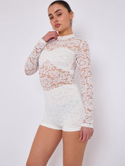 Lace Detail High Neck -Knoten -Detailkleid (Kopie)