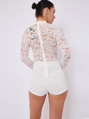 Lace Detail High Neck -Knoten -Detailkleid (Kopie)