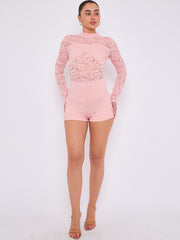 Lace Detail High Neck -Knoten -Detailkleid (Kopie)