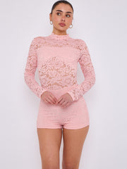 Lace Detail High Neck -Knoten -Detailkleid (Kopie)