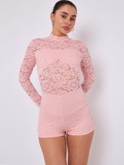 Lace Detail High Neck -Knoten -Detailkleid (Kopie)