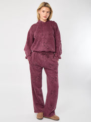 Acid Wash Oversized Crucifix Embroidered Hooded Fleece Co-ord