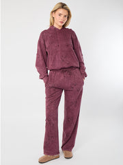 Acid Wash Oversized Crucifix Embroidered Hooded Fleece Co-ord